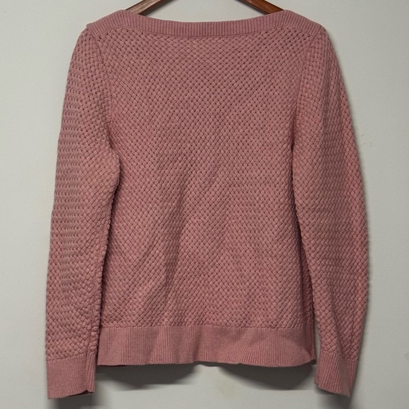 LL Bean Basketweave Sweater Boatneck Pink - Picture 3 of 6